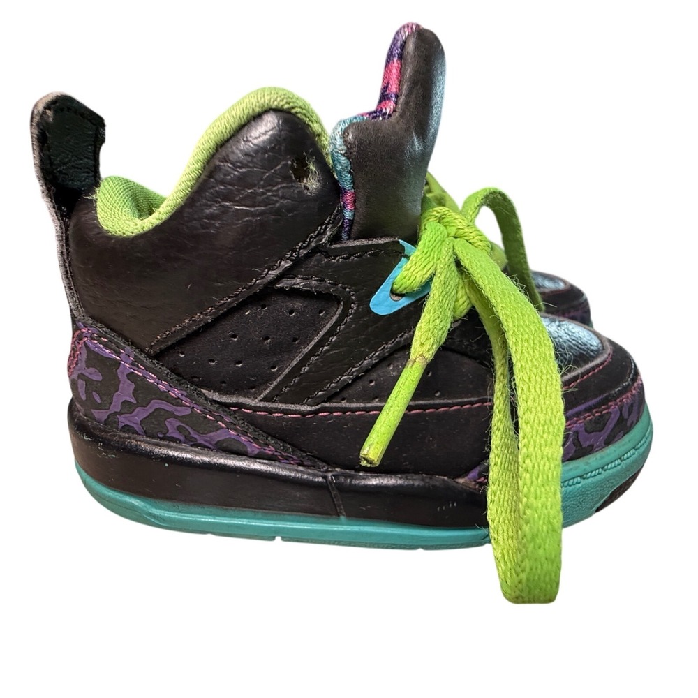 Kids Jordan Flight Origin 3 Toddler Black Neon Green Purple Sneakers Size 5C
